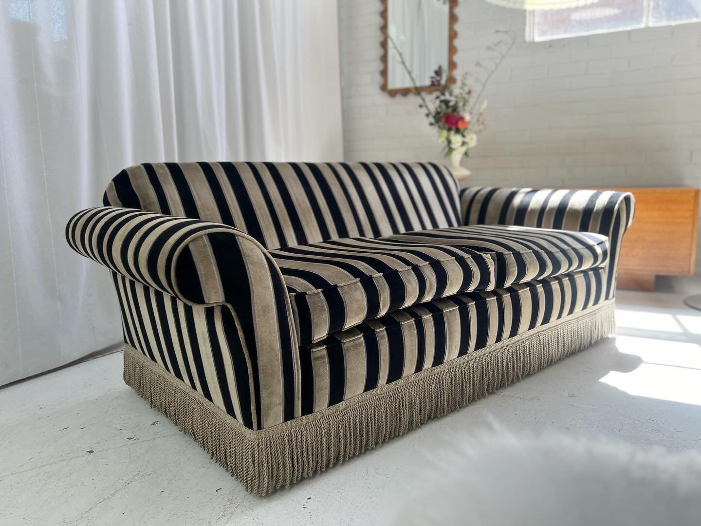 Vintage Stripe Velvet Sofa