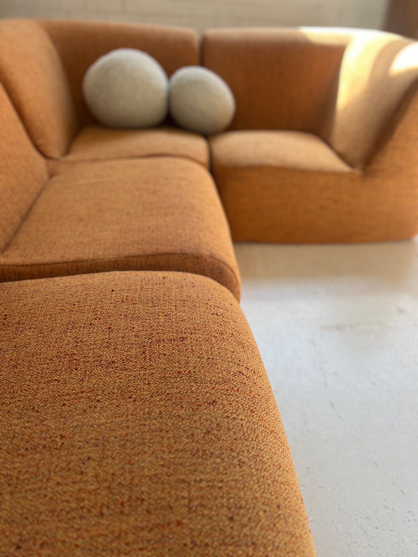 Bespoke Vintage Boucle Curved Modular Sofa