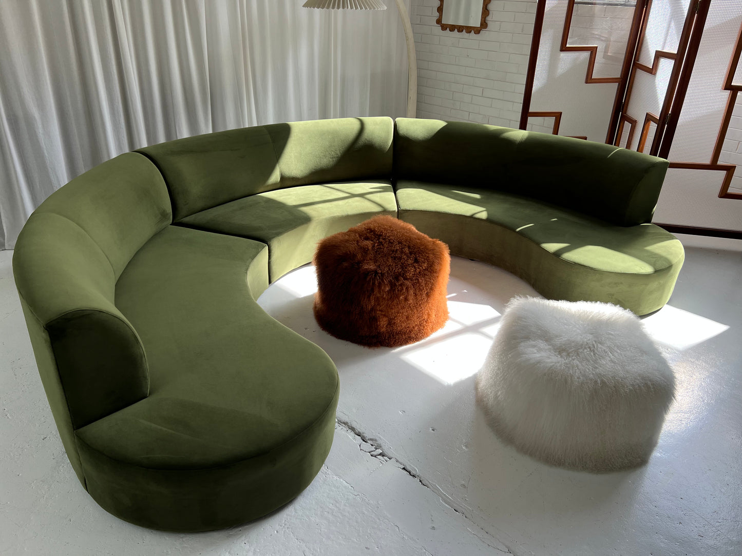 Bespoke Green Curved Modular Sofa