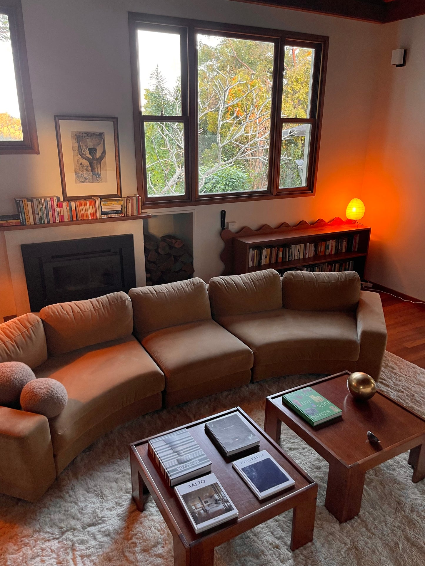 On Hold - Large Modular Soft Camel Velvet Sofa