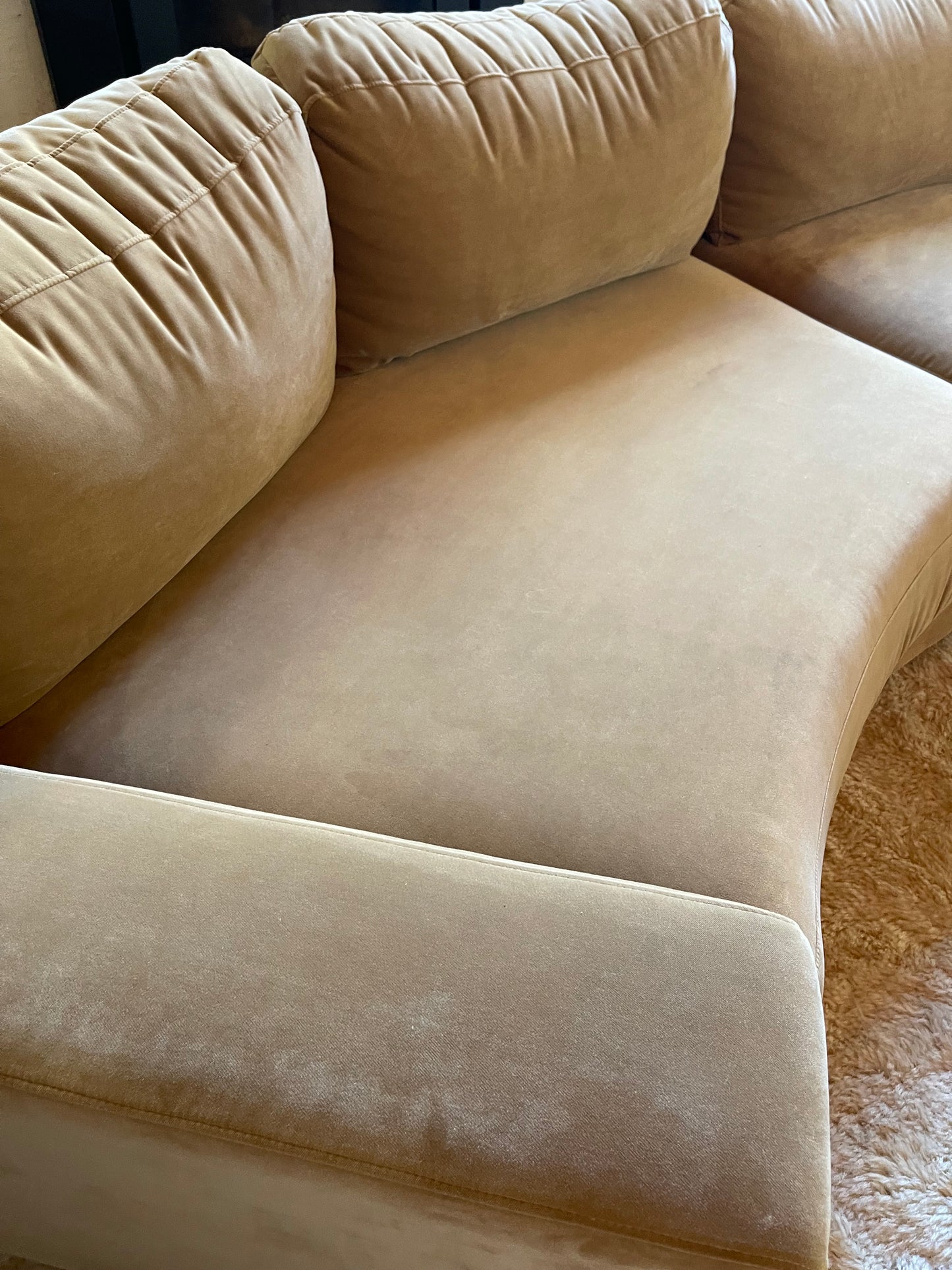On Hold - Large Modular Soft Camel Velvet Sofa