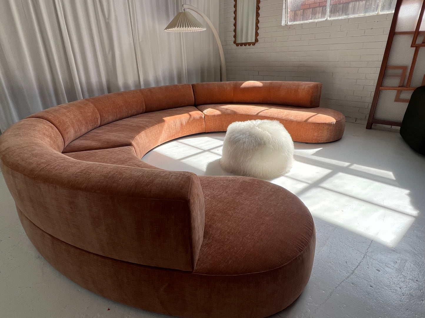 Bespoke Blush Velvet Curved Modular Sofa