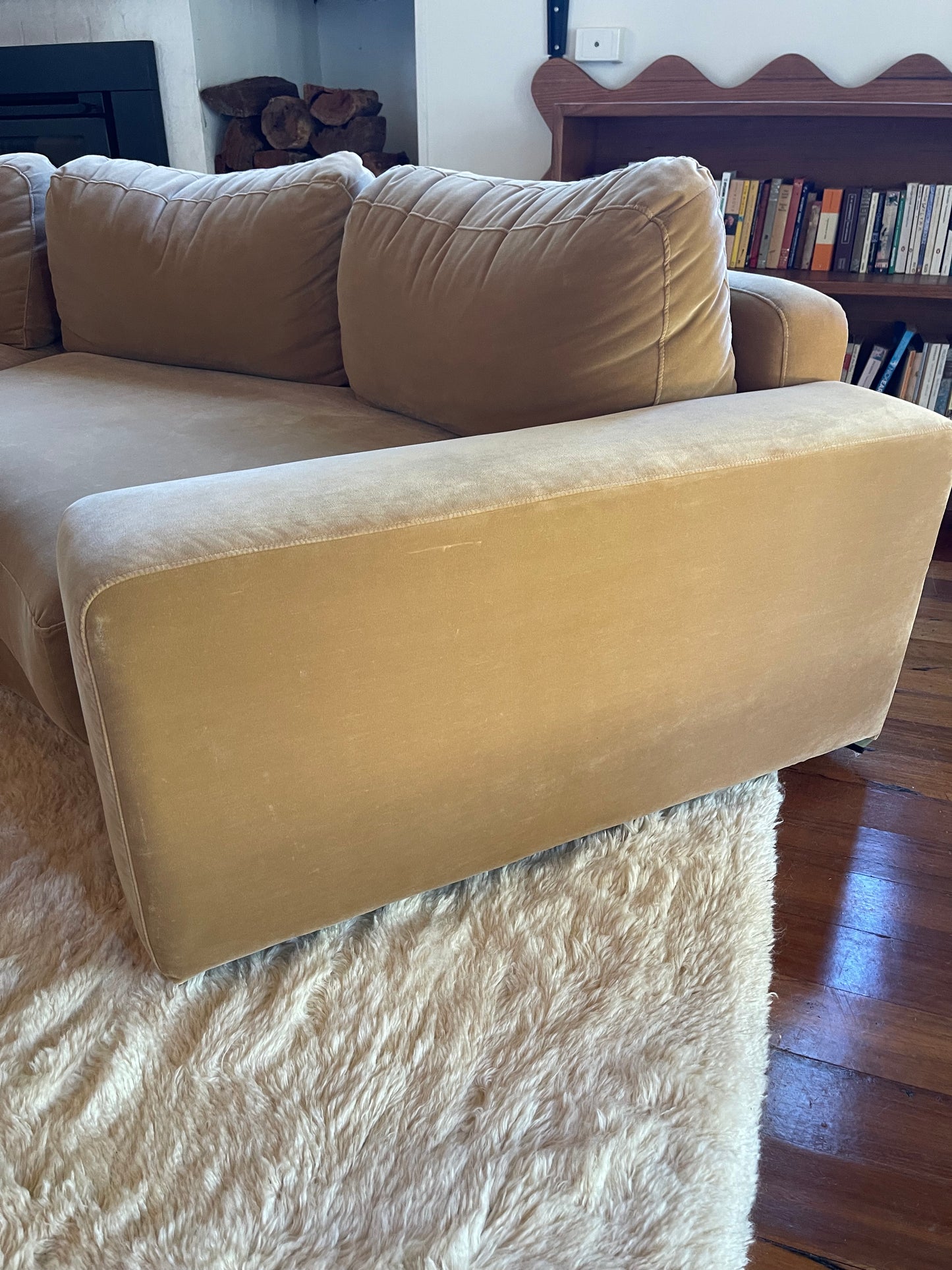 On Hold - Large Modular Soft Camel Velvet Sofa
