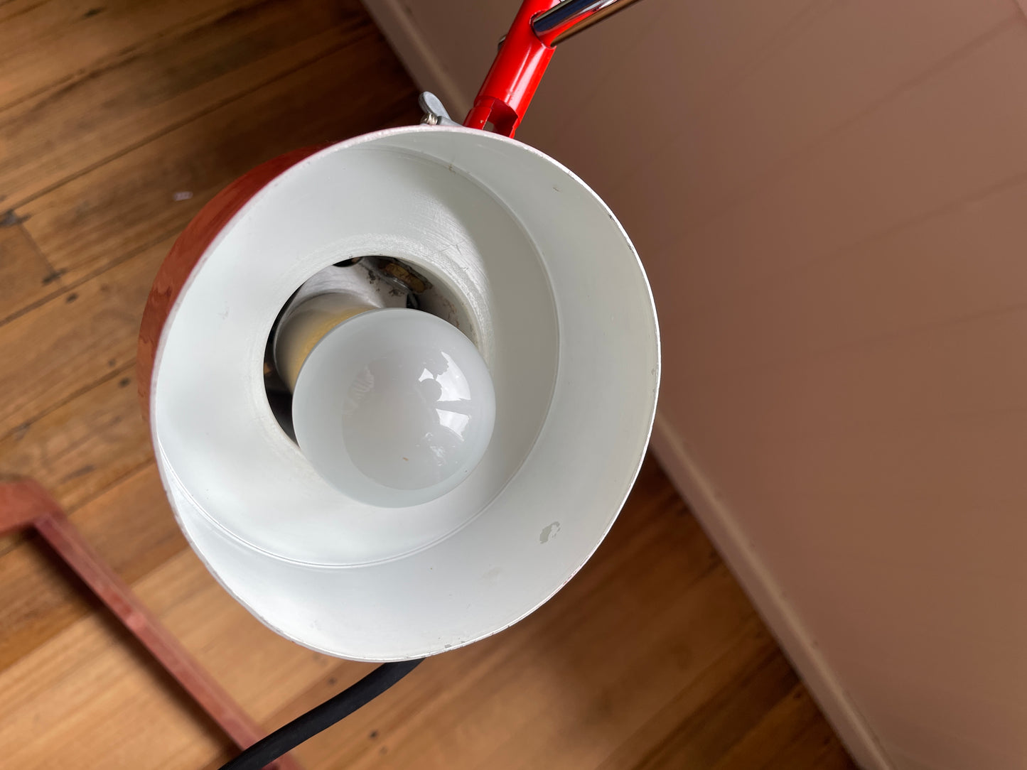Mid Century red enamel desk lamp