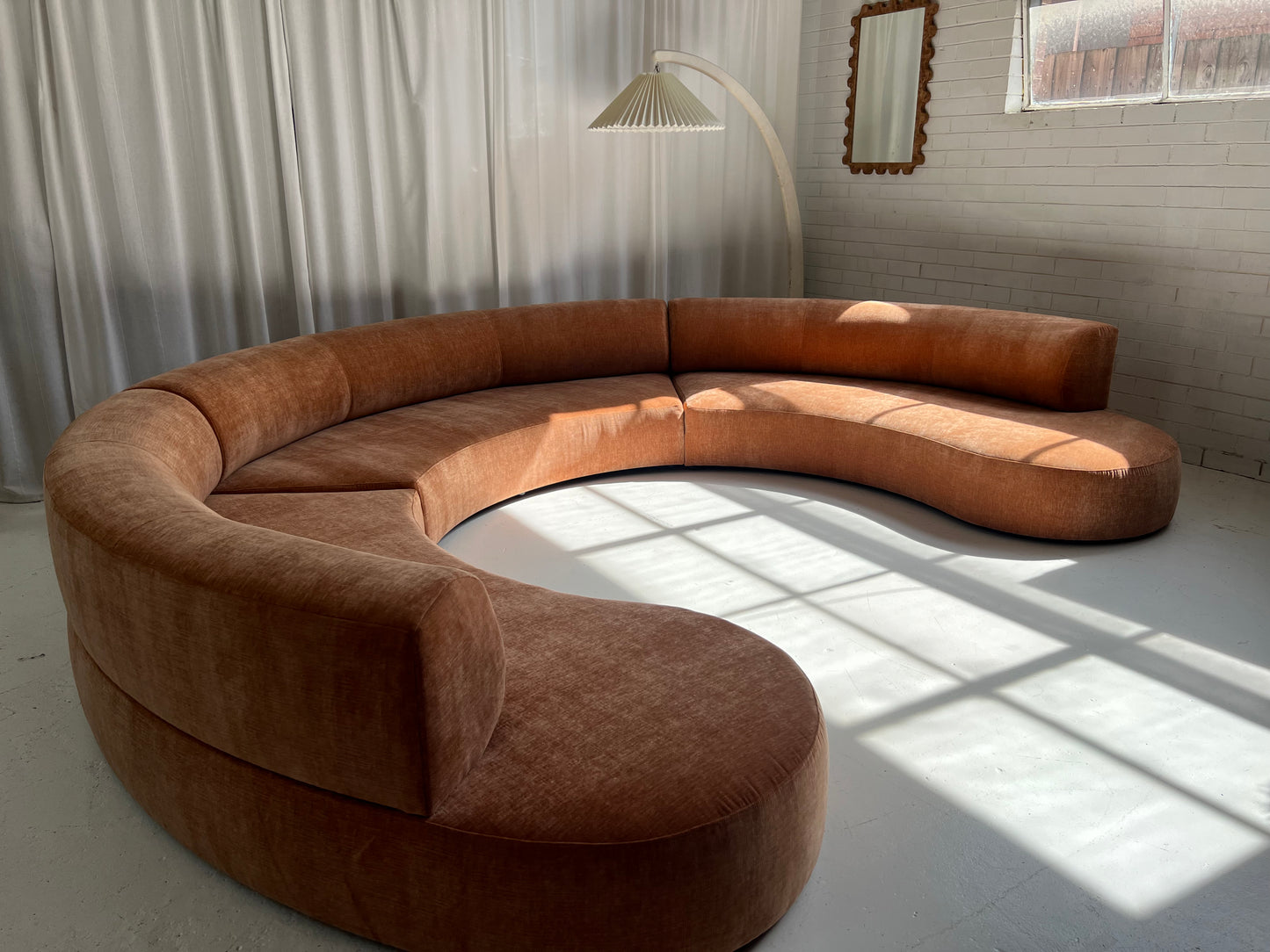 Bespoke Blush Velvet Curved Modular Sofa