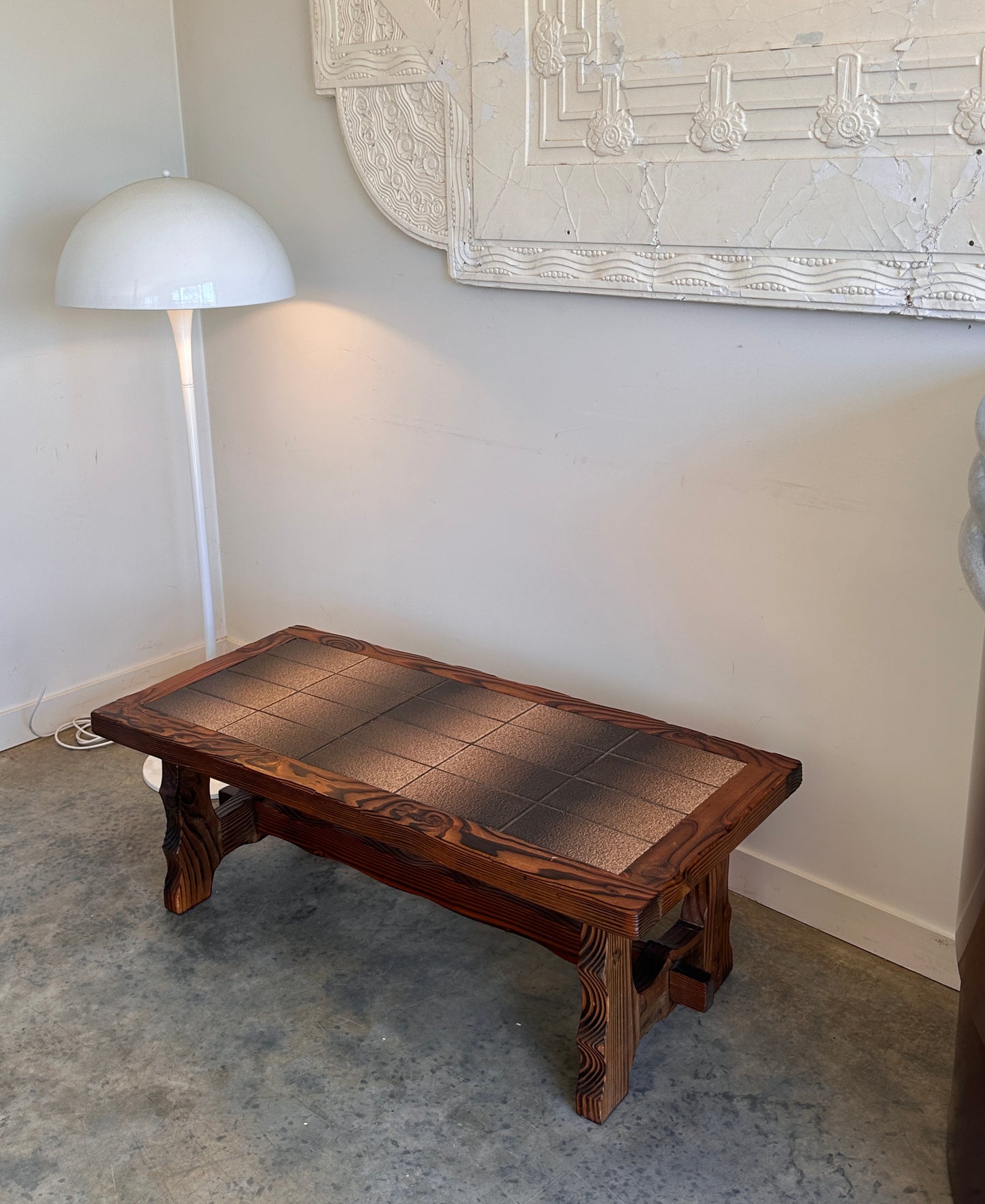 Vintage Retro Tile & Cedar Coffee Table - Spanish Revival