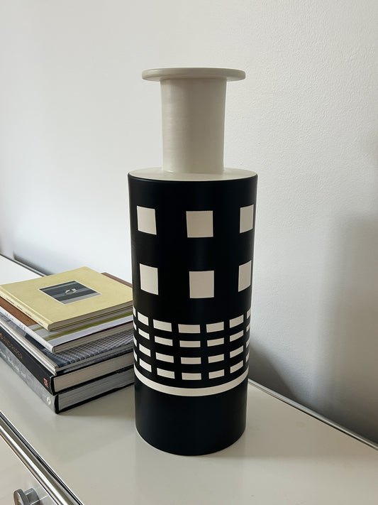 Ettore Sottsass Bitossi Ceramiche Black White Rocchetto Vase