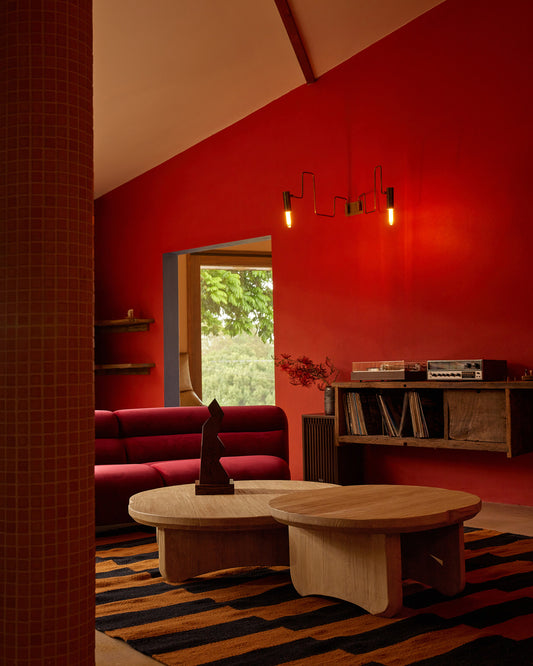 Ochre and Navy Blue Steps Rug by Beni Rugs