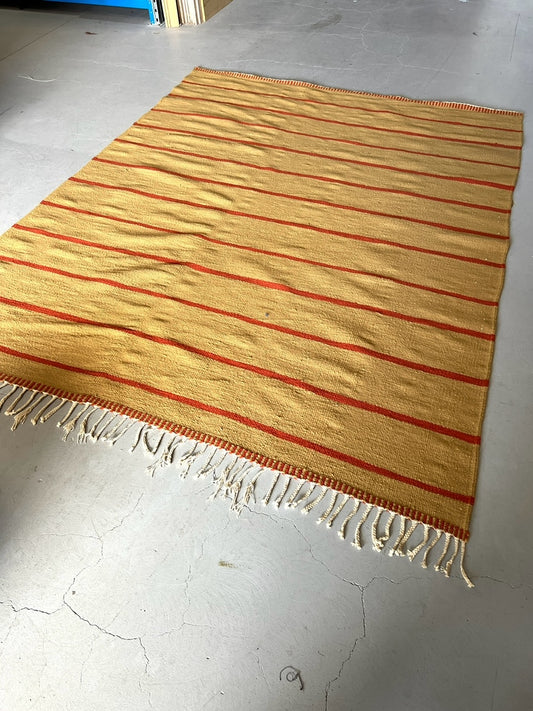 Terracotta and Fawn Single Line Rug by Beni Rug