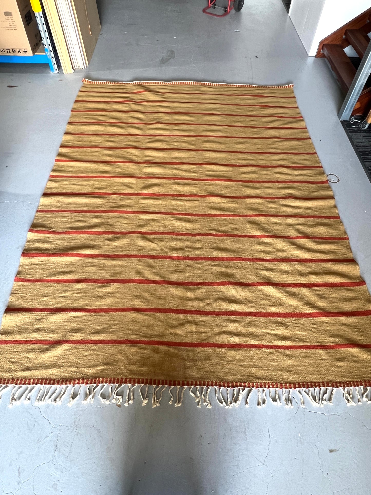 Terracotta and Fawn Single Line Rug by Beni Rug