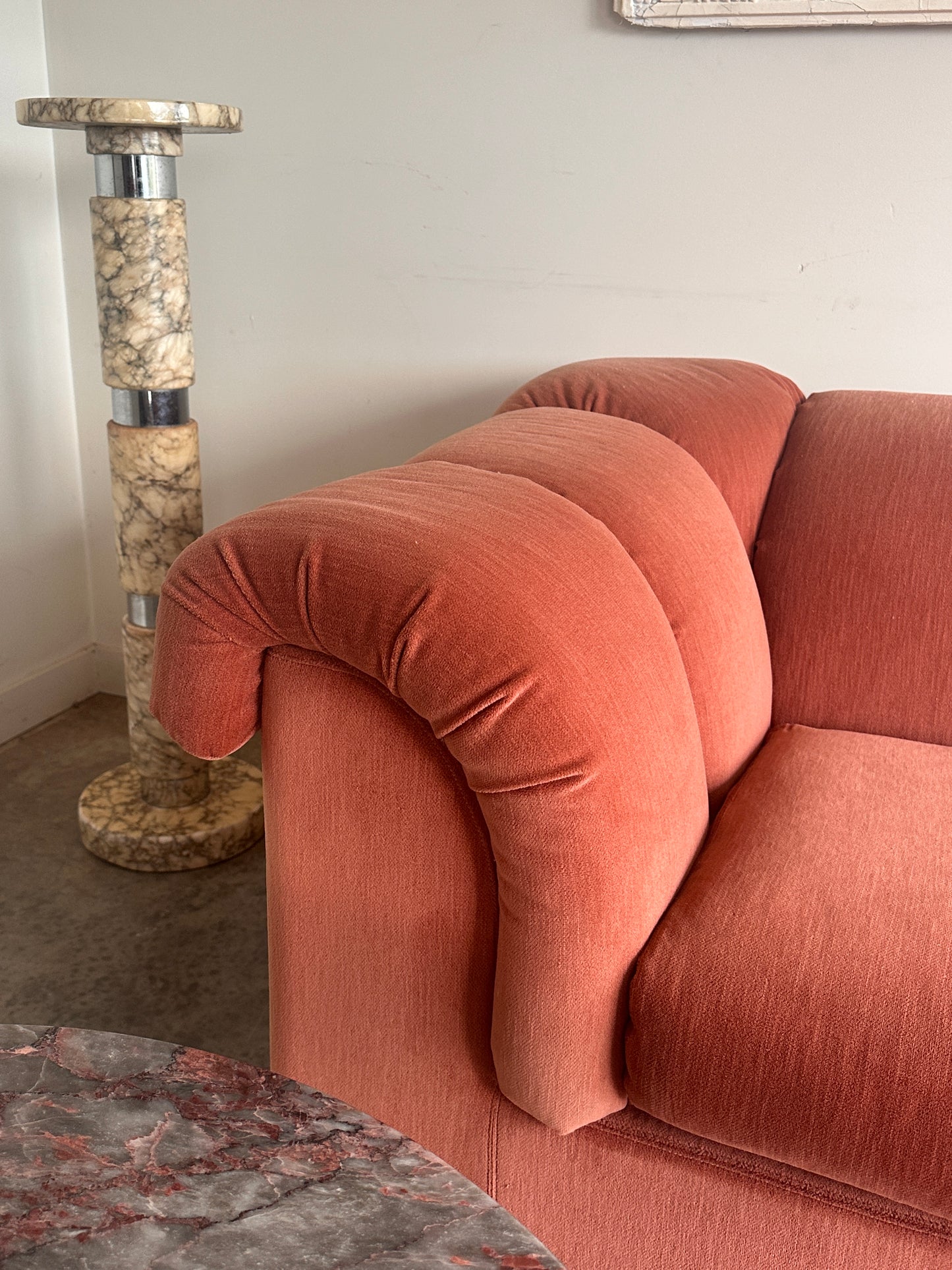 Vintage Dusty Pink Custom Made Sofas, 80's