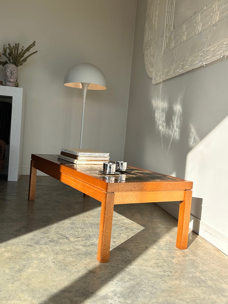 Vintage Mid-Century Green Tile & Timber Coffee Table