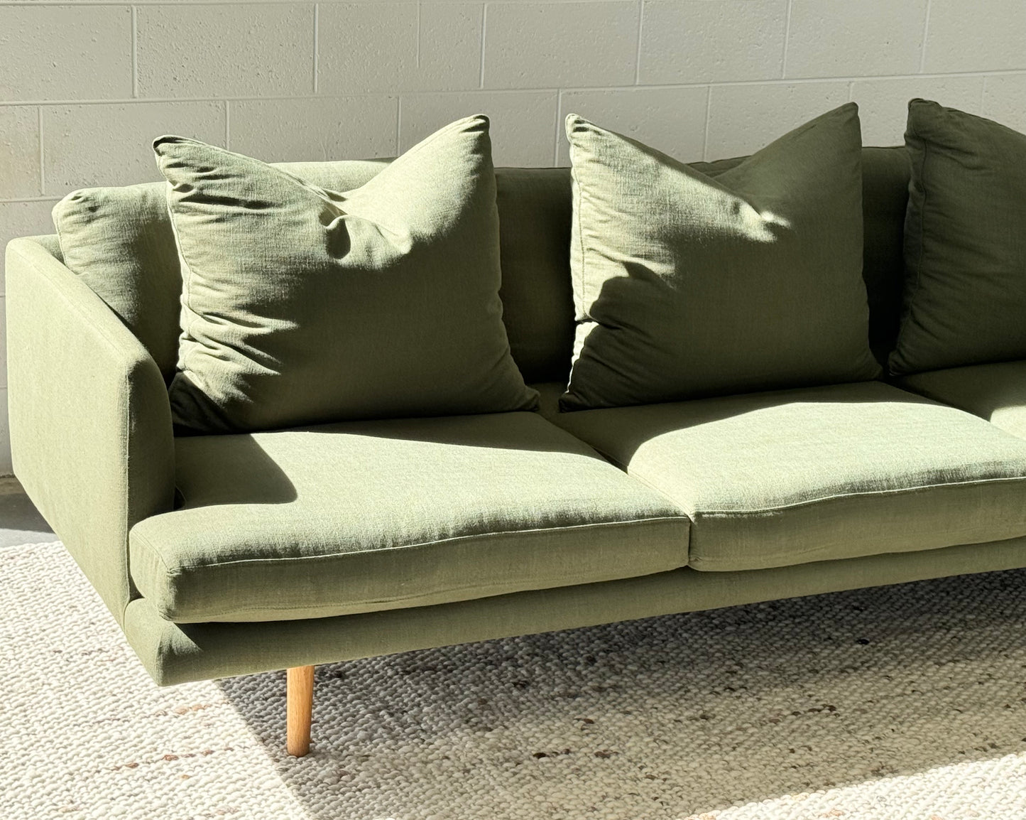 ON HOLD -Green Linen Jardan Nook Sofa