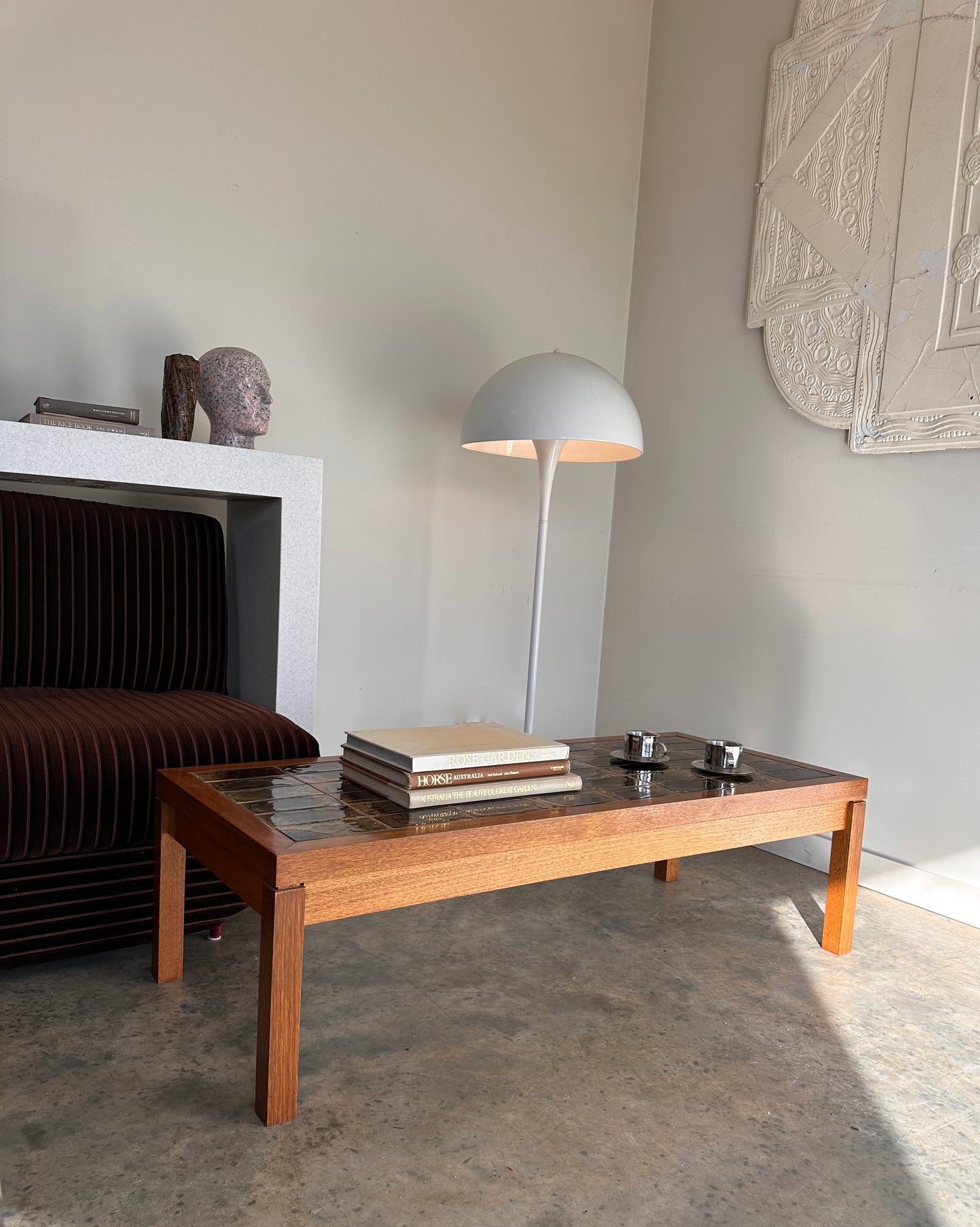 Vintage Mid-Century Green Tile & Timber Coffee Table