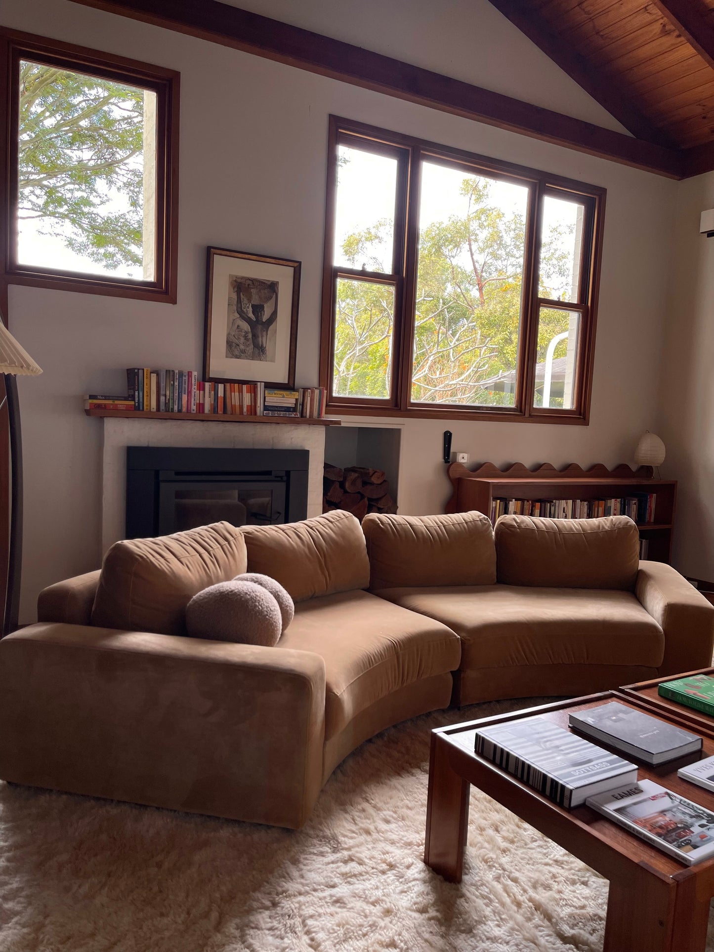 On Hold - Large Modular Soft Camel Velvet Sofa