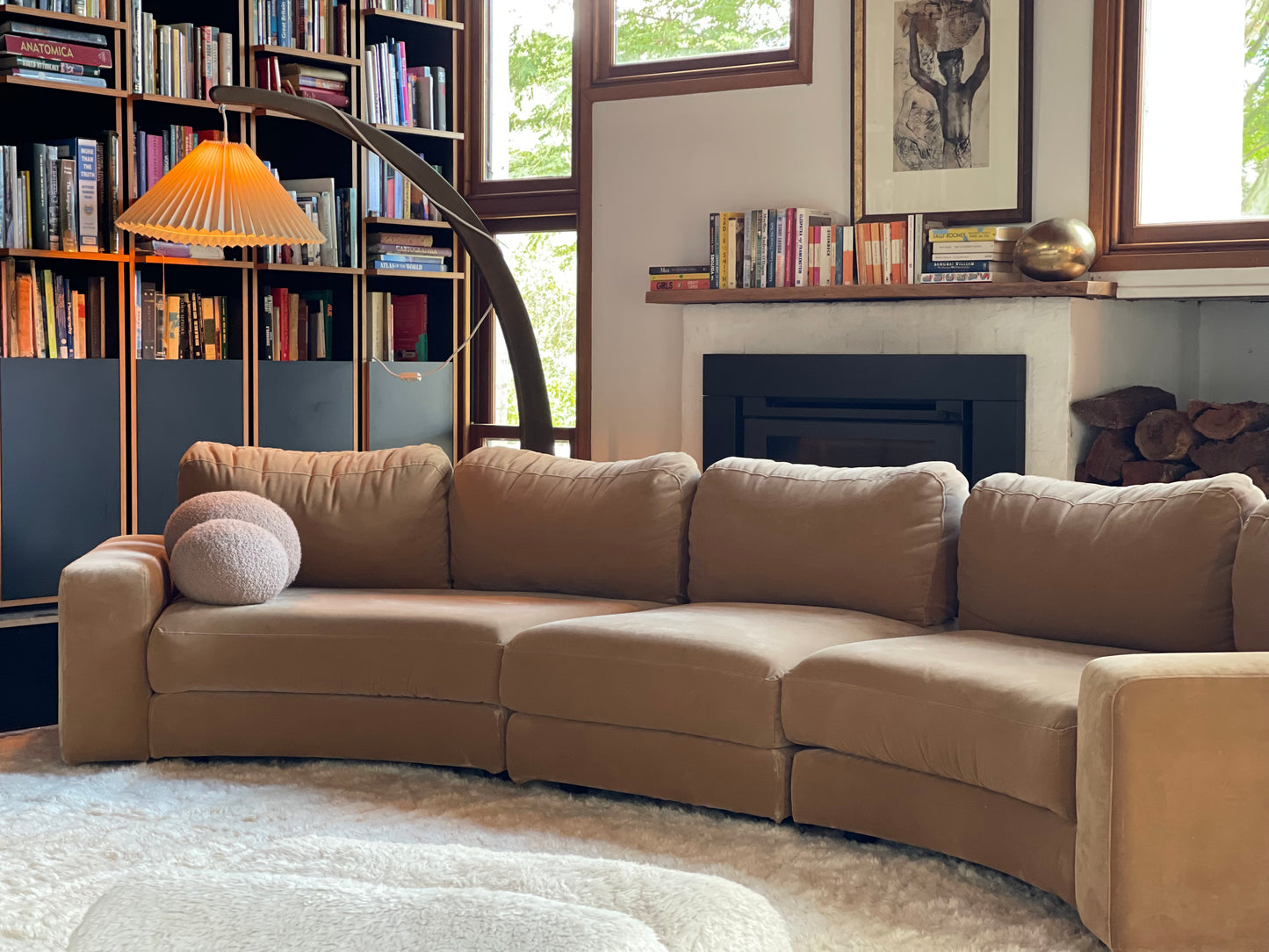On Hold - Large Modular Soft Camel Velvet Sofa