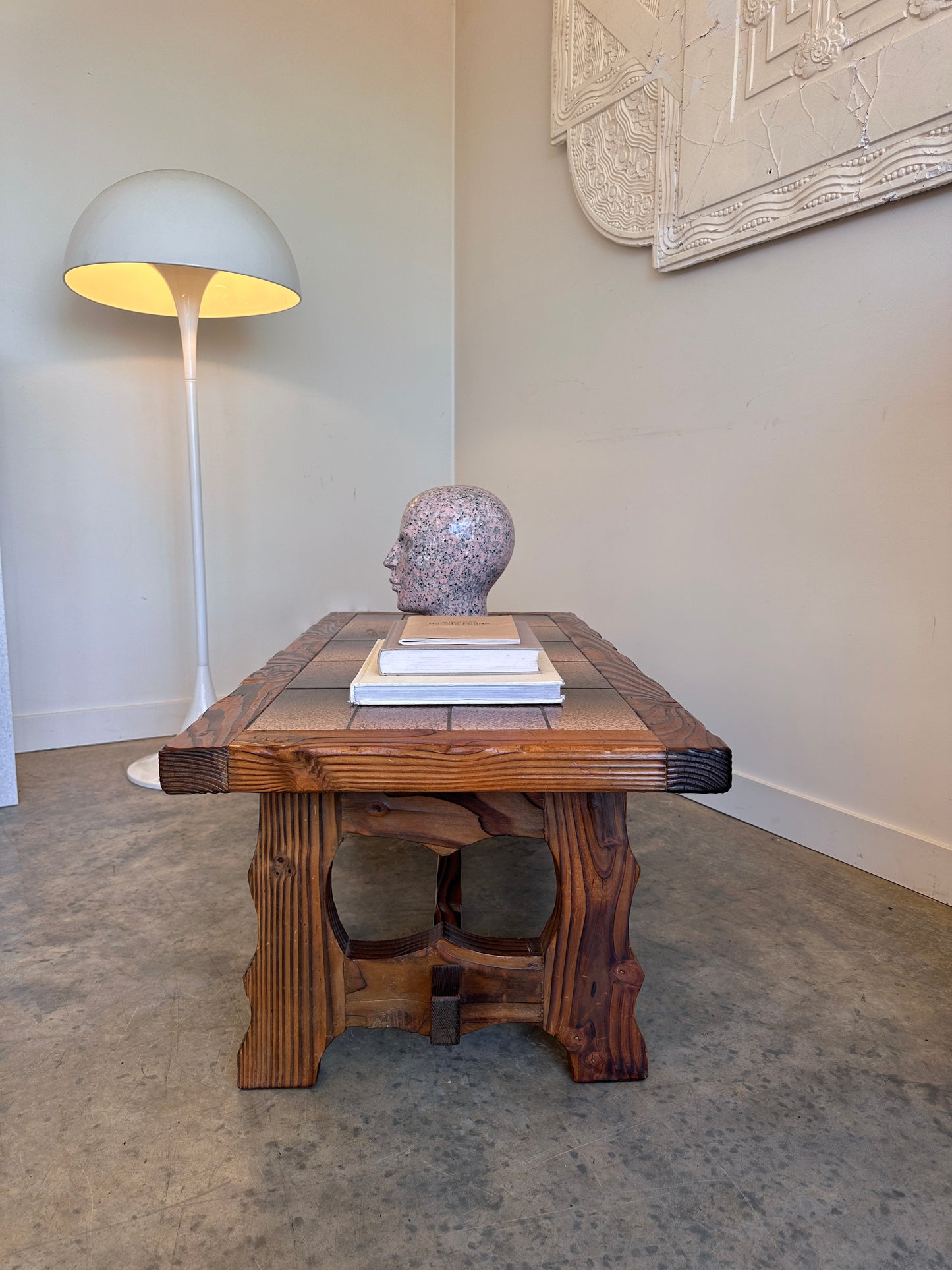 Vintage Retro Tile & Cedar Coffee Table - Spanish Revival