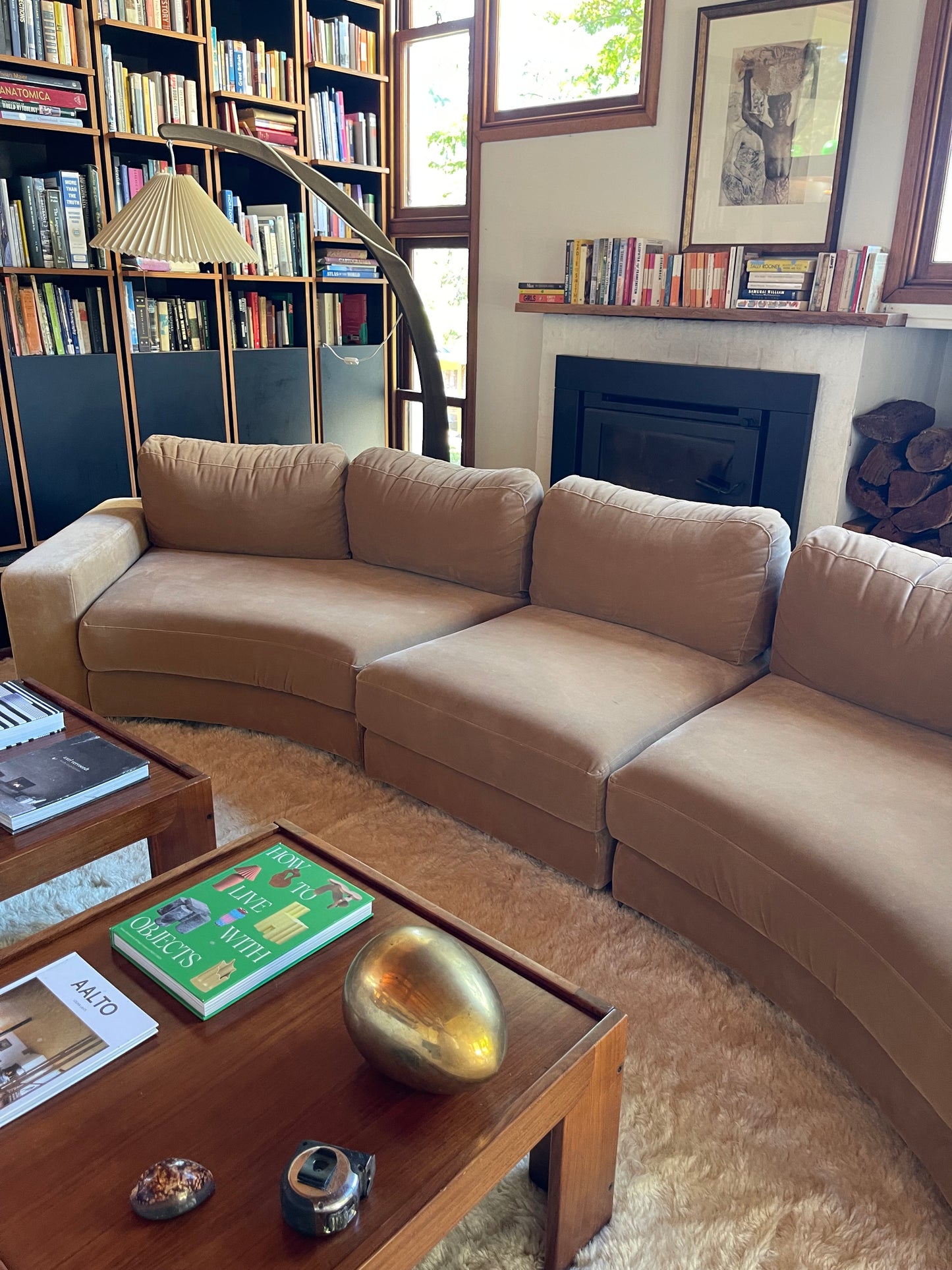 On Hold - Large Modular Soft Camel Velvet Sofa