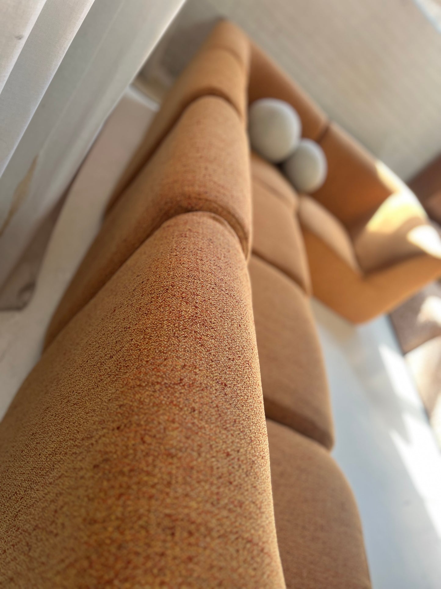 Bespoke Vintage Boucle Curved Modular Sofa