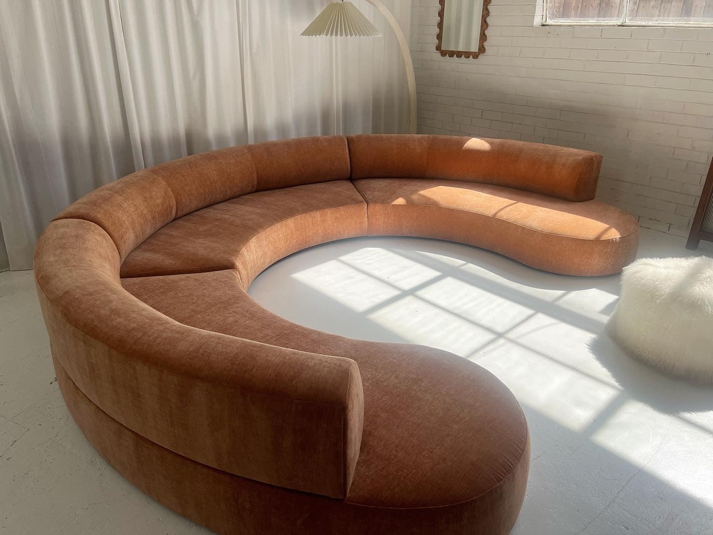 Bespoke Blush Velvet Curved Modular Sofa