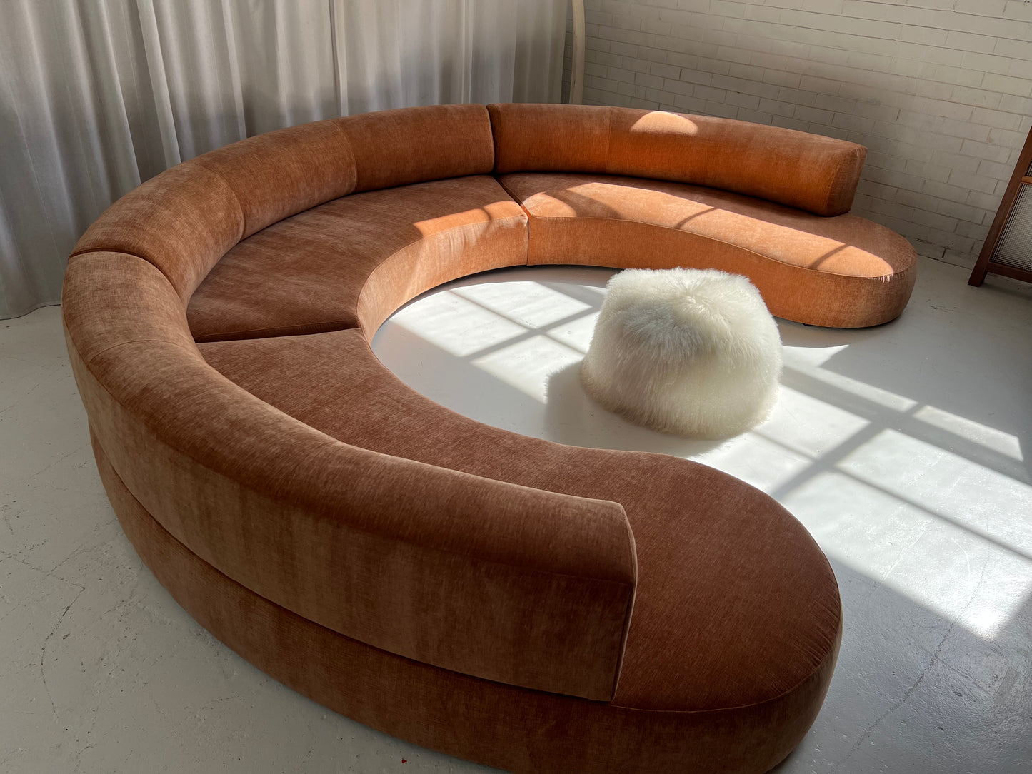 Bespoke Blush Velvet Curved Modular Sofa