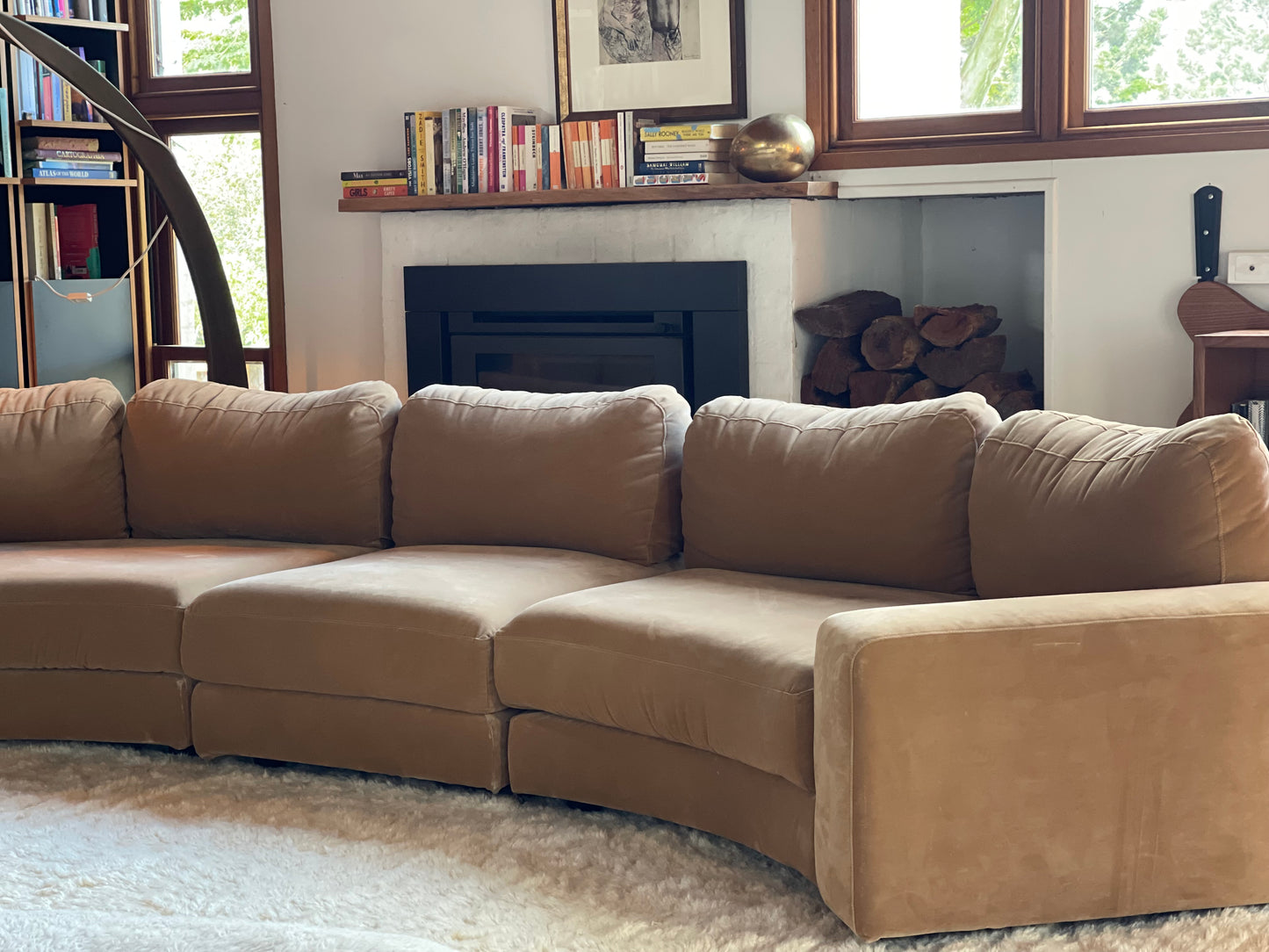 On Hold - Large Modular Soft Camel Velvet Sofa