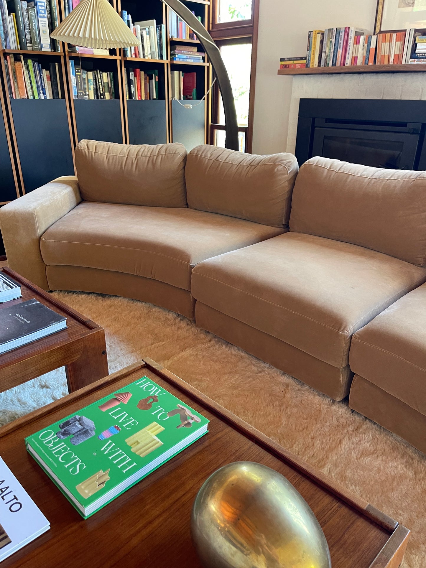 On Hold - Large Modular Soft Camel Velvet Sofa