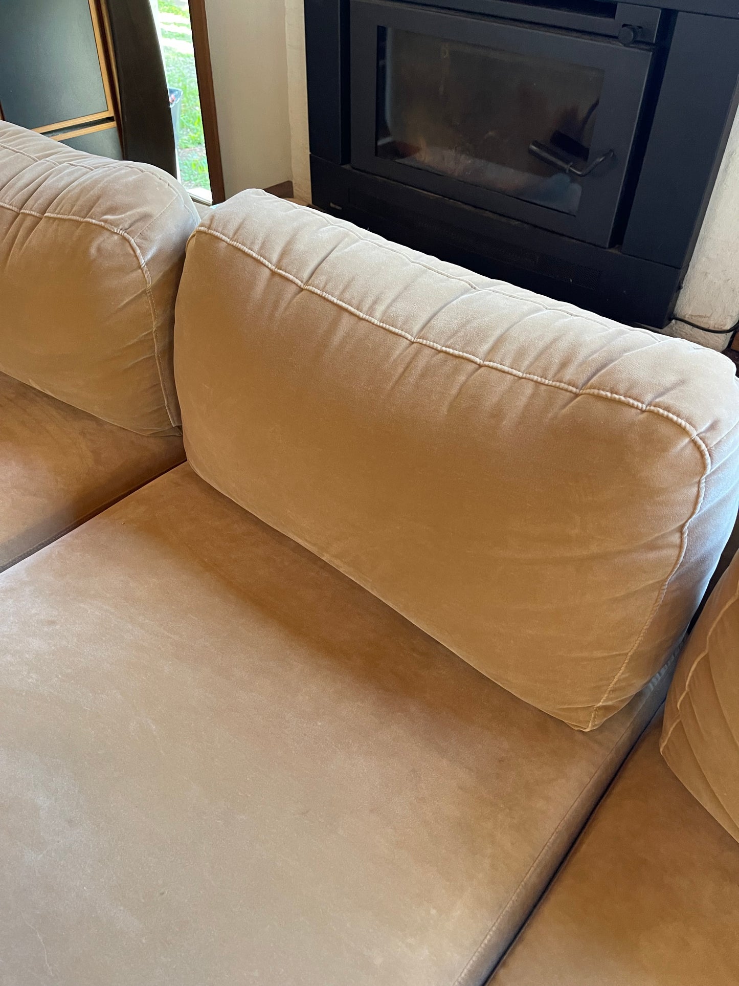 On Hold - Large Modular Soft Camel Velvet Sofa