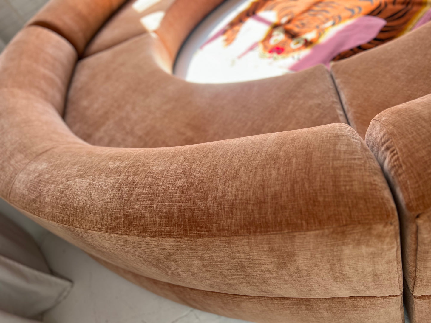 Bespoke Blush Velvet Curved Modular Sofa