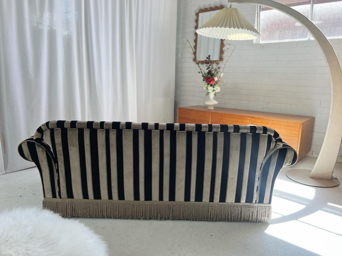 Vintage Stripe Velvet Sofa