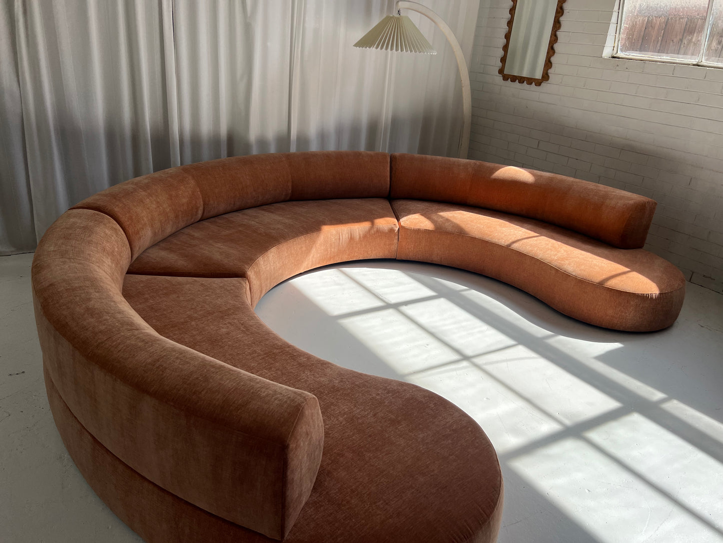 Bespoke Blush Velvet Curved Modular Sofa