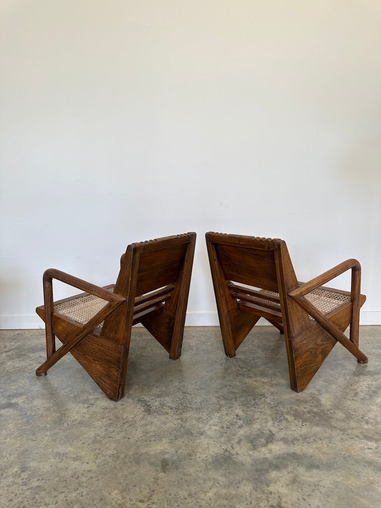 Vintage Burmese Teak and Rattan Easy Chair - Two Available