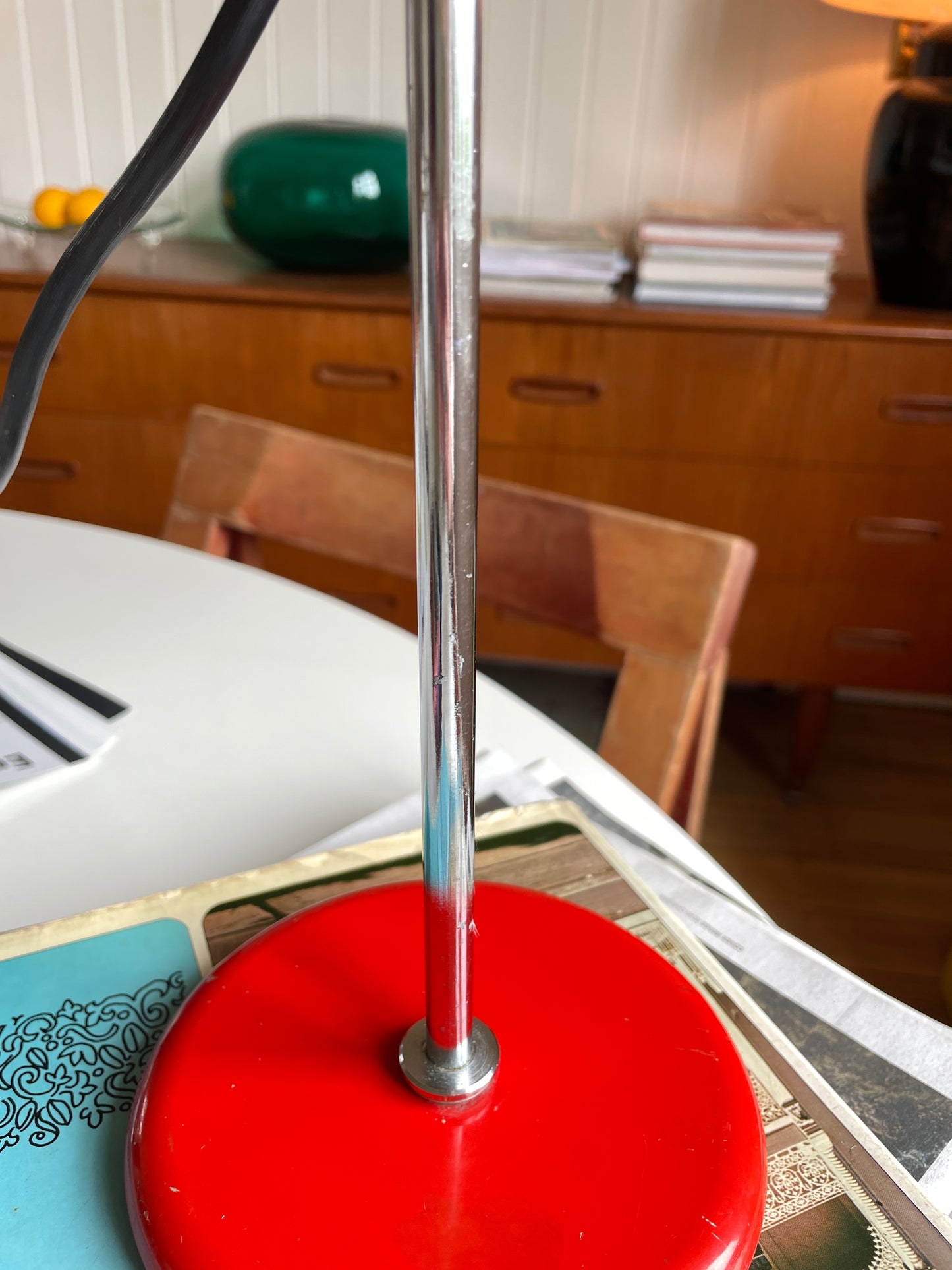 Mid Century red enamel desk lamp