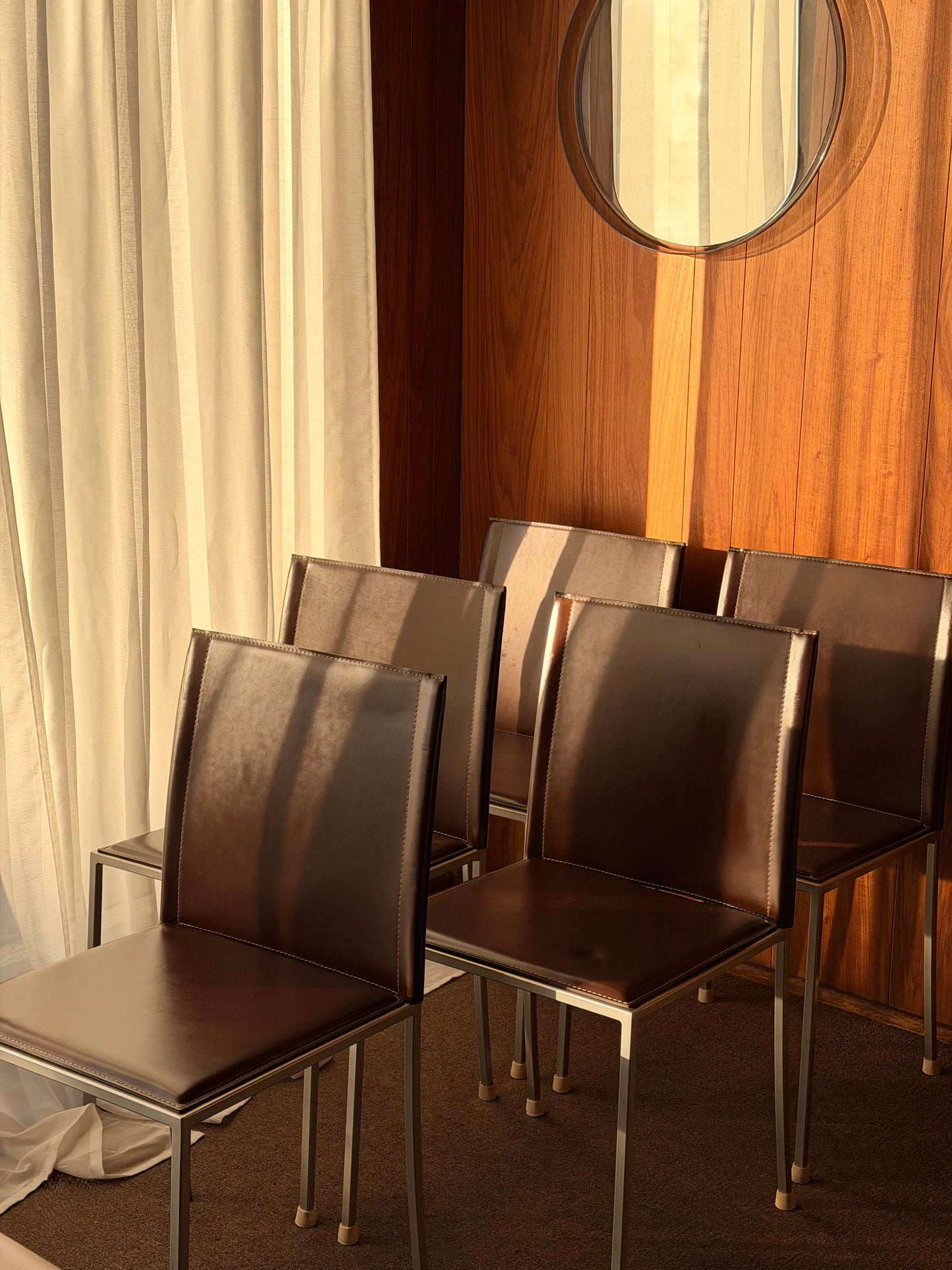 Authentic Calligaris Leather Dining Chairs — Made in Italy (Set of 5)