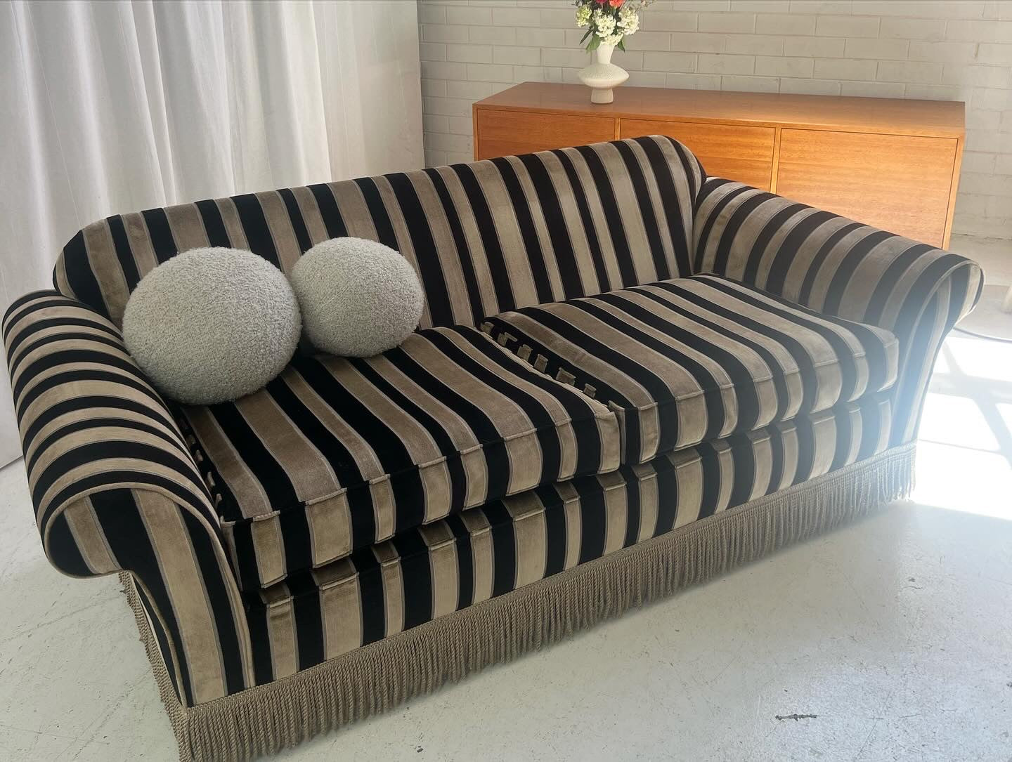 Vintage Stripe Velvet Sofa