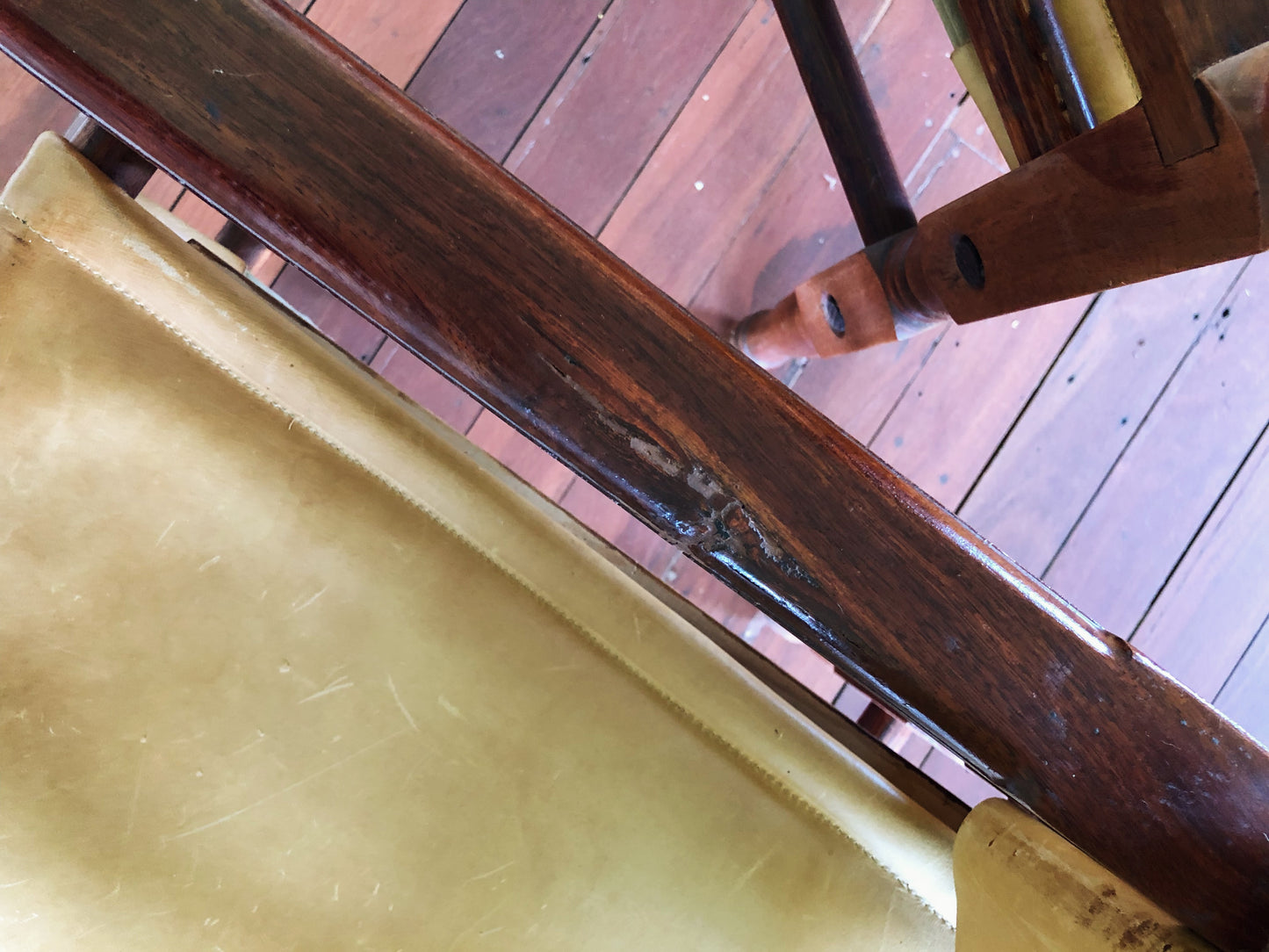 - Vintage Tan Leather Safari Chair - Two Available