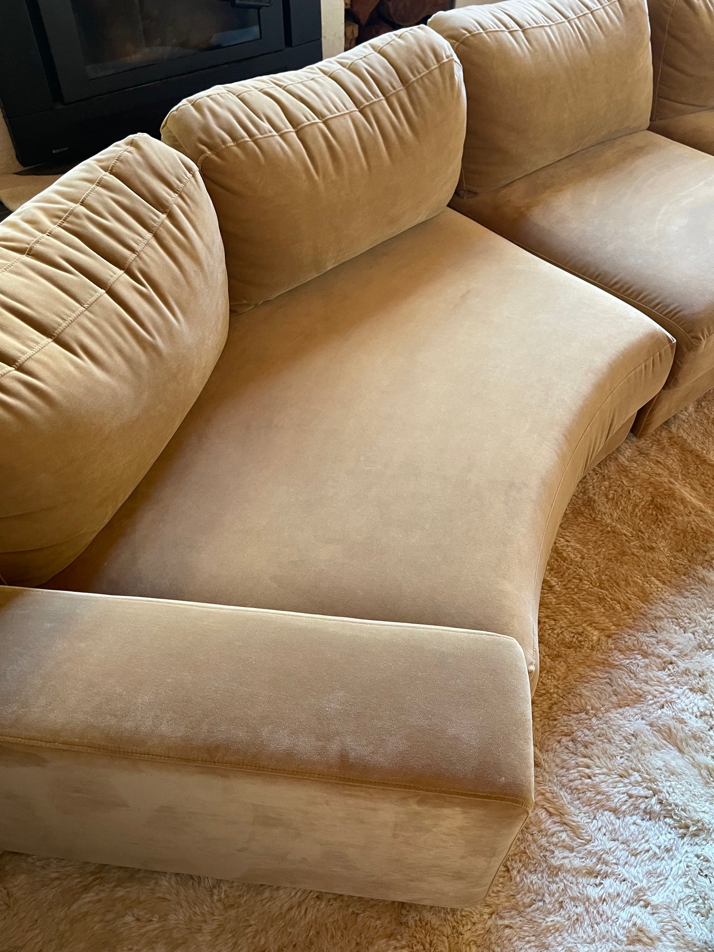 On Hold - Large Modular Soft Camel Velvet Sofa