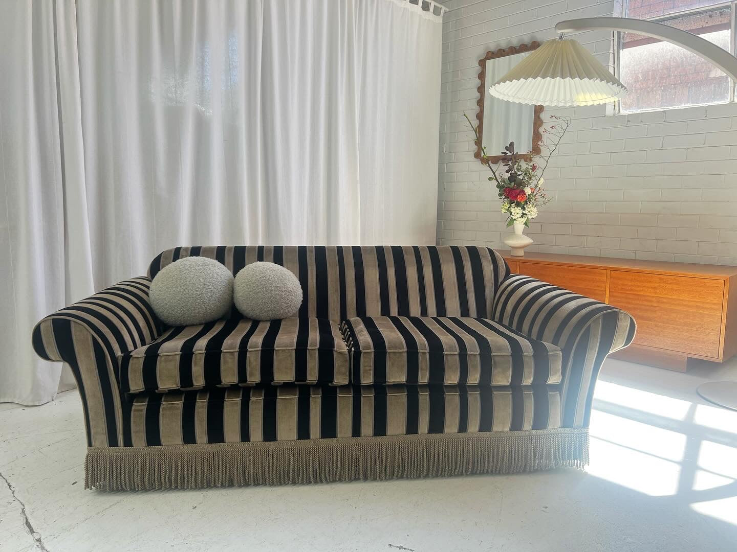 Vintage Stripe Velvet Sofa