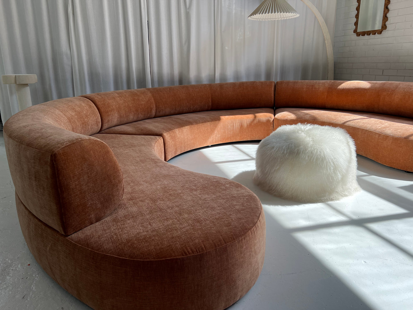 Bespoke Blush Velvet Curved Modular Sofa