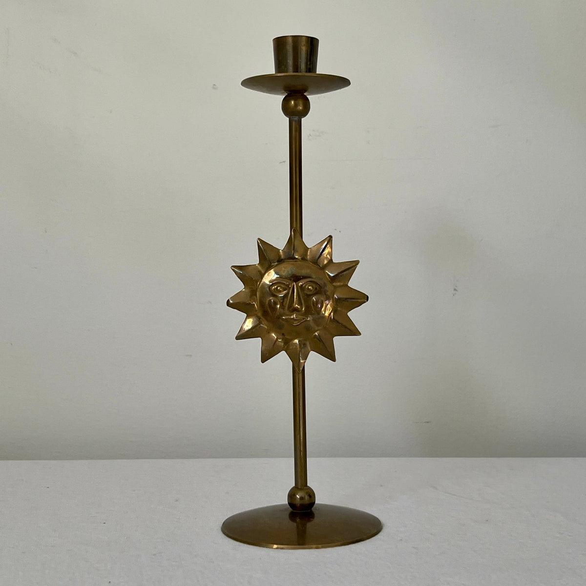 Vintage French Candle Holder With Sun Motif (shipping inc.)