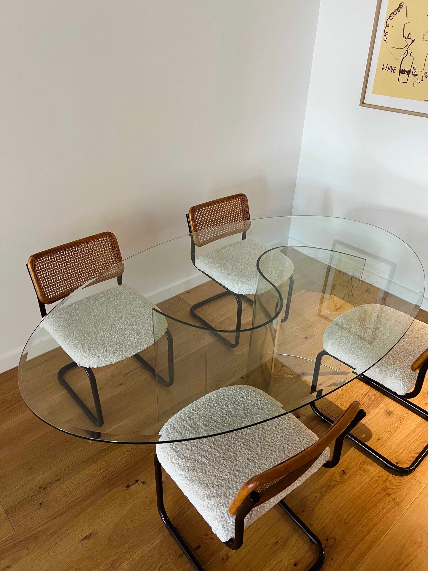 - Glass Wave Base Dining Table