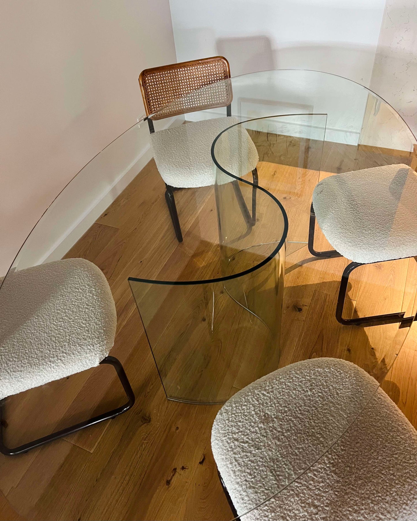 - Glass Wave Base Dining Table