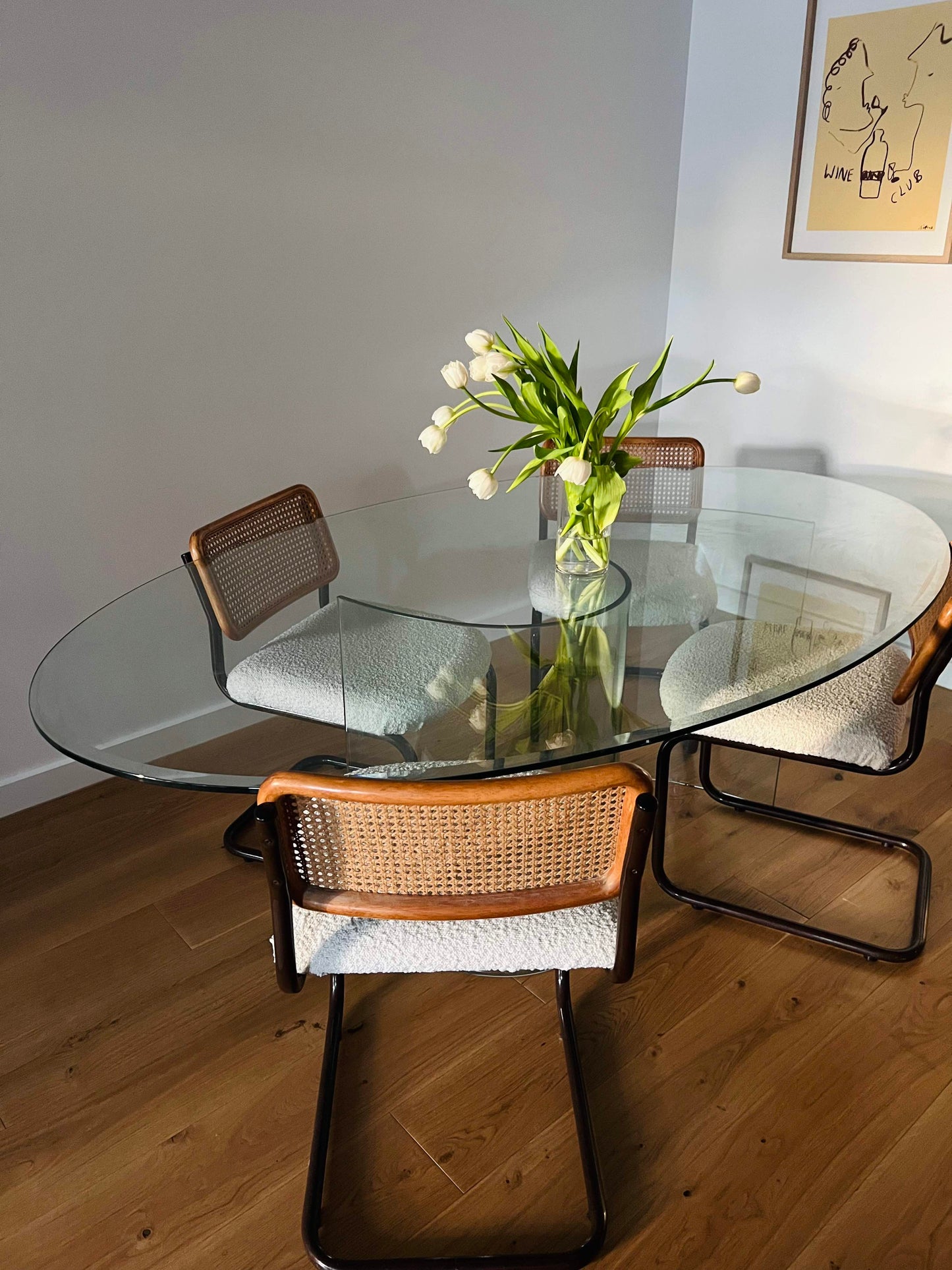 - Glass Wave Base Dining Table
