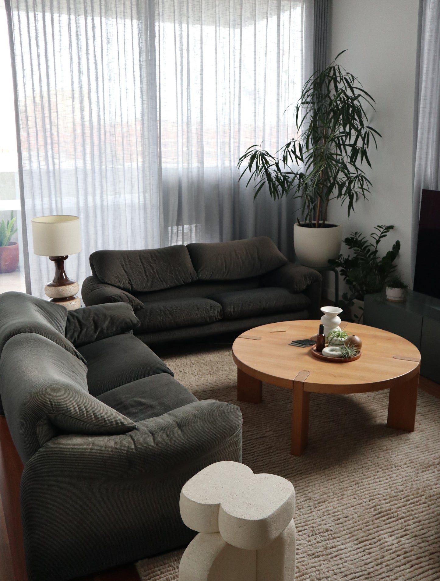 Maralunga Sofa and One Ottoman by Vico Magistretti for Cassina, Italy 1970s