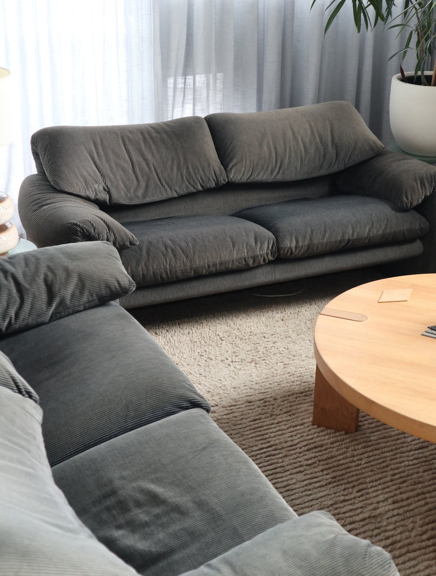 Maralunga Sofa and One Ottoman by Vico Magistretti for Cassina, Italy 1970s