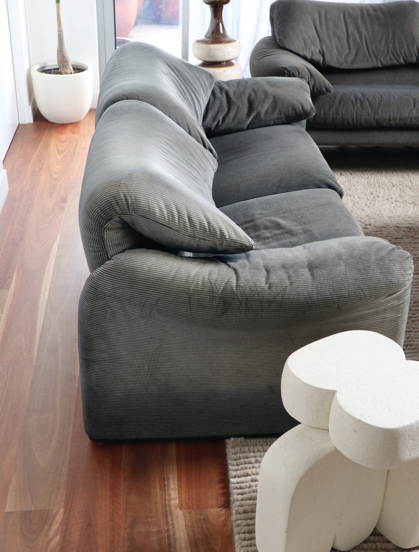 Maralunga Sofa and One Ottoman by Vico Magistretti for Cassina, Italy 1970s