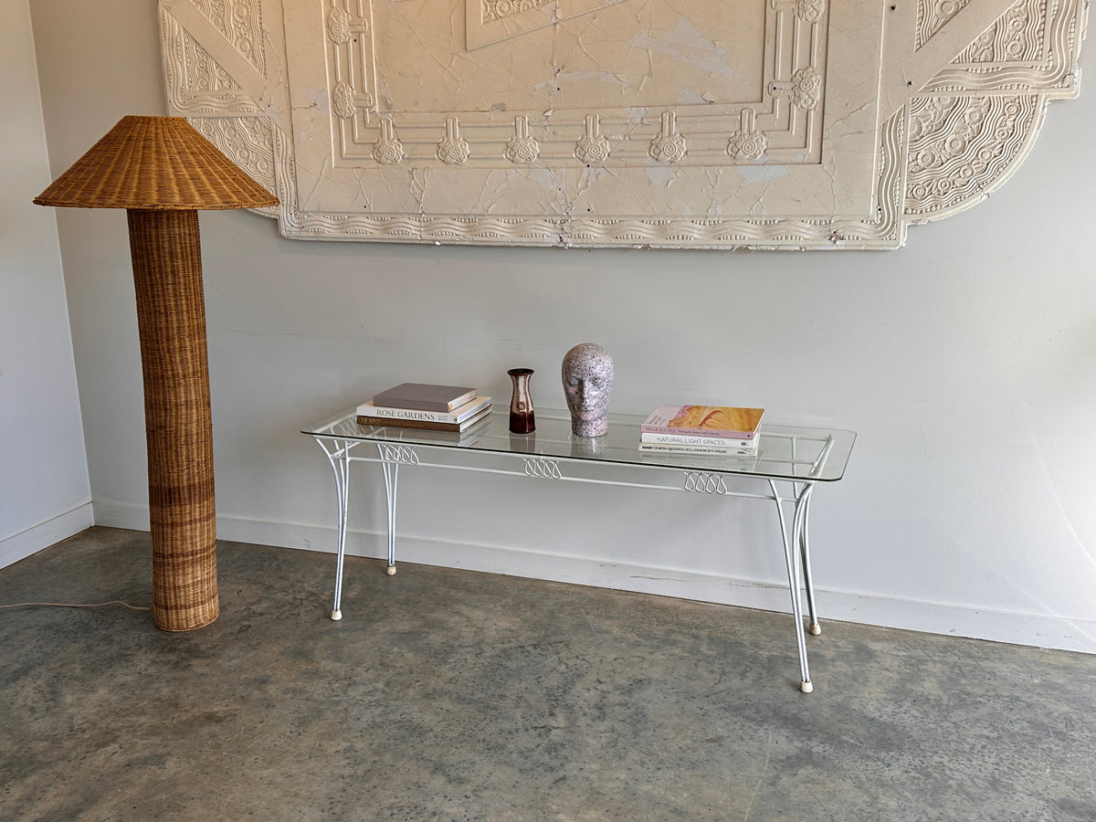 Vintage Mid-Century Glass & Iron Hall / Coffee Table