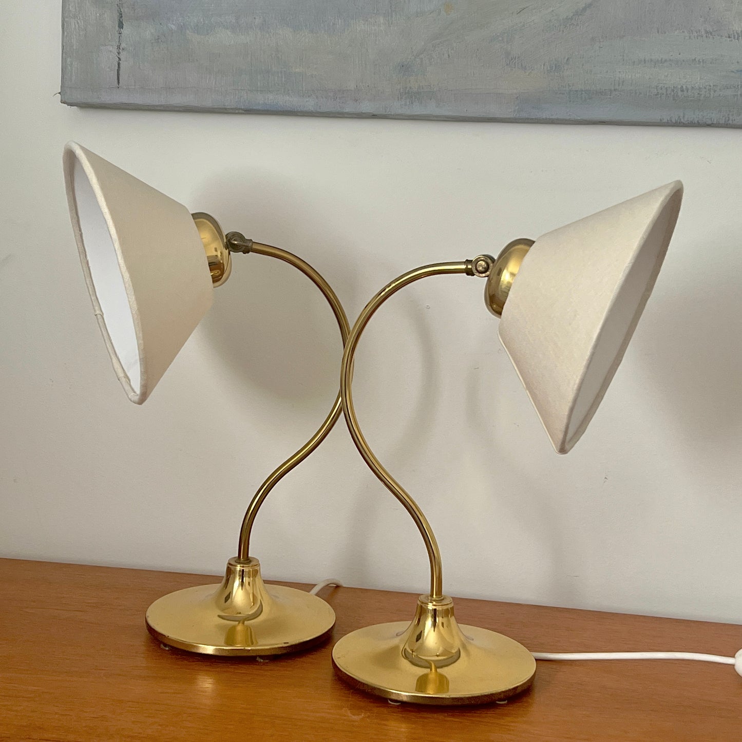 Brass and Linen Lamp by Ivar, Sweden 1960s - One Remaining