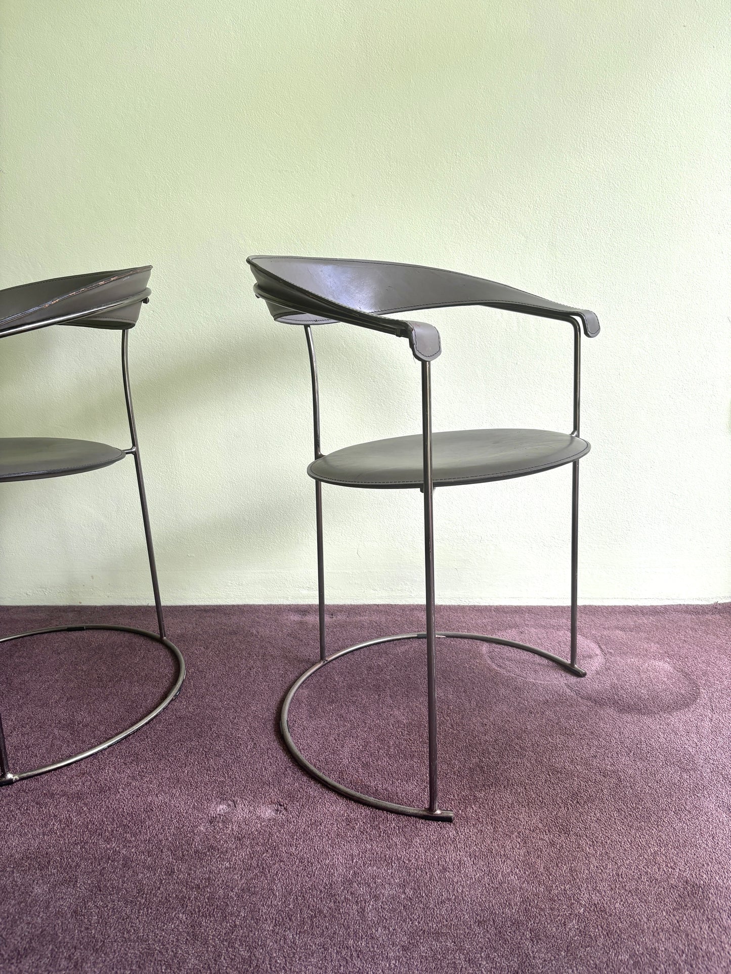 Set of Four Italian Arrben Leather Dining Chairs 1980s