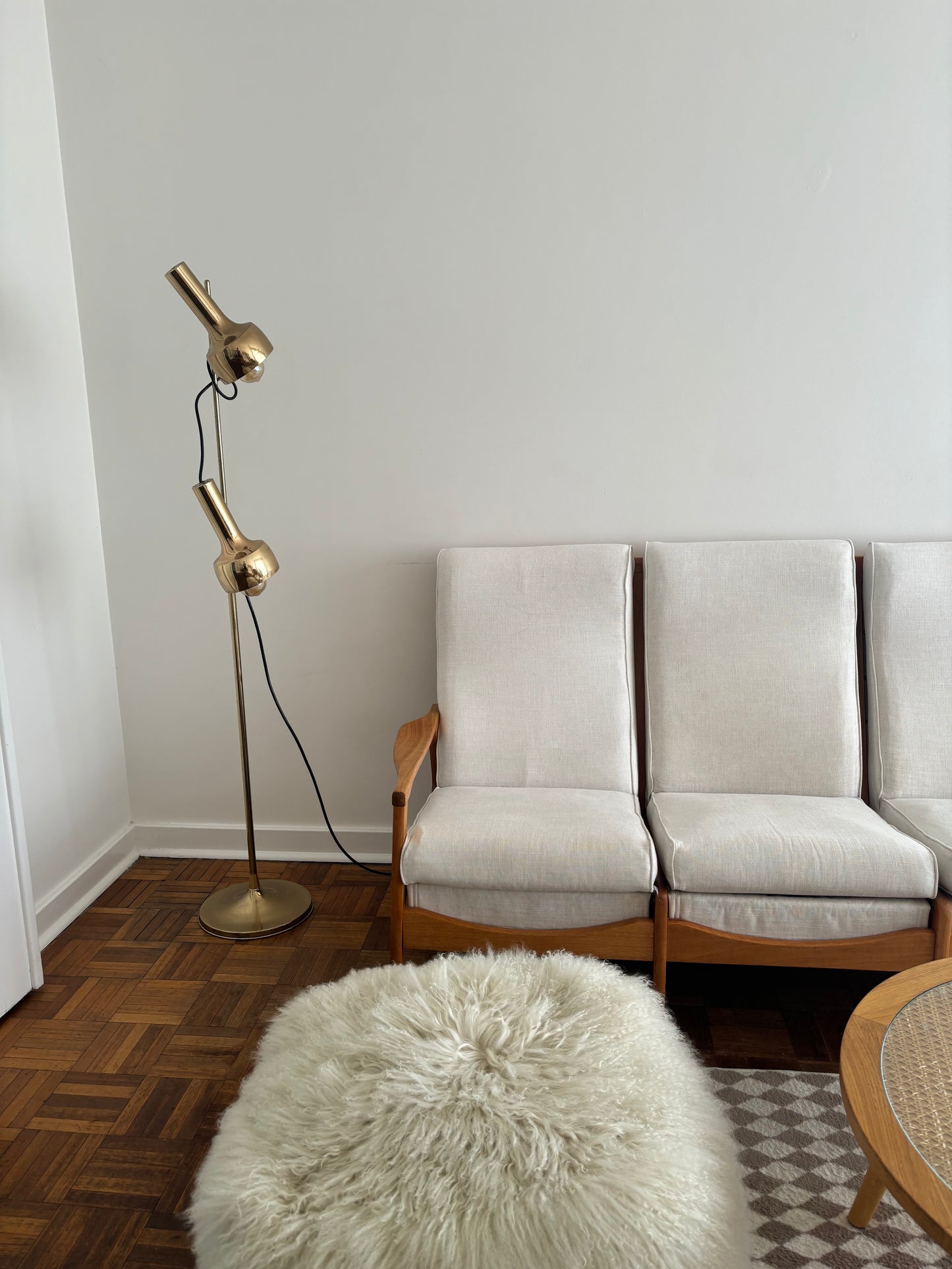 Mongolian Sheepskin Ottoman